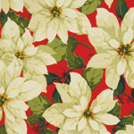 Large Cream Poinsettias on a Red Background - Martha Negley - Click Image to Close